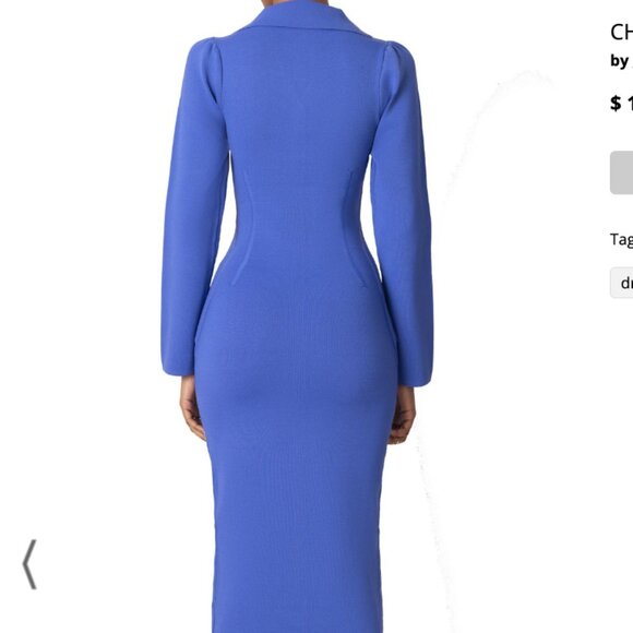 HANIFA (NWT) Cheri II Blue Long Sleeve Button Front Sheath Dress, Size XS - Picture 2 of 16